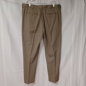 Savane Dress Pants Men 40x30 Tan Khaki Pleated Stretch Waistband Altered Trouser